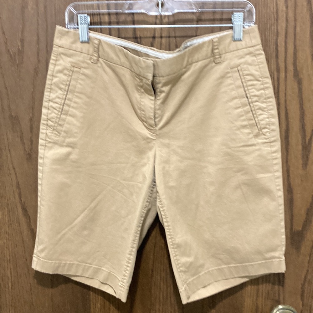 J crew Bermuda style khaki shorts